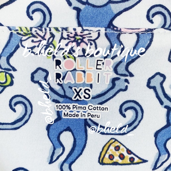 Roller Rabbit Greenwich Monkey Polo Pajamas in Blue Monkey Size XS Brand New NWT - Picture 6 of 16